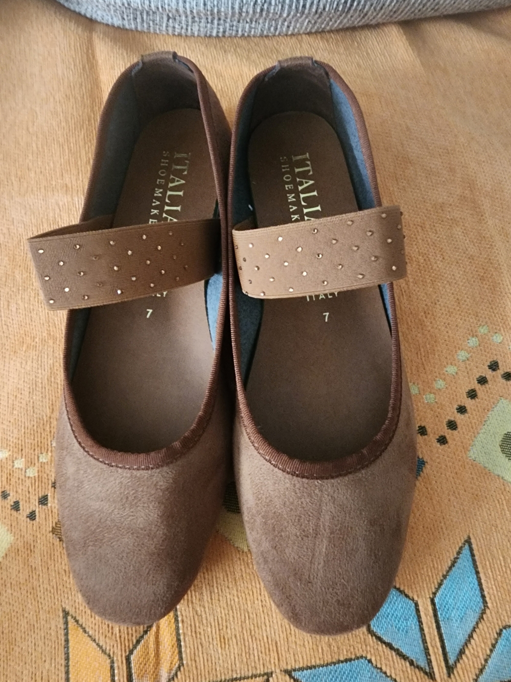 Italian Shoemakers Brown Suede Mary Jane Flats - Size 7